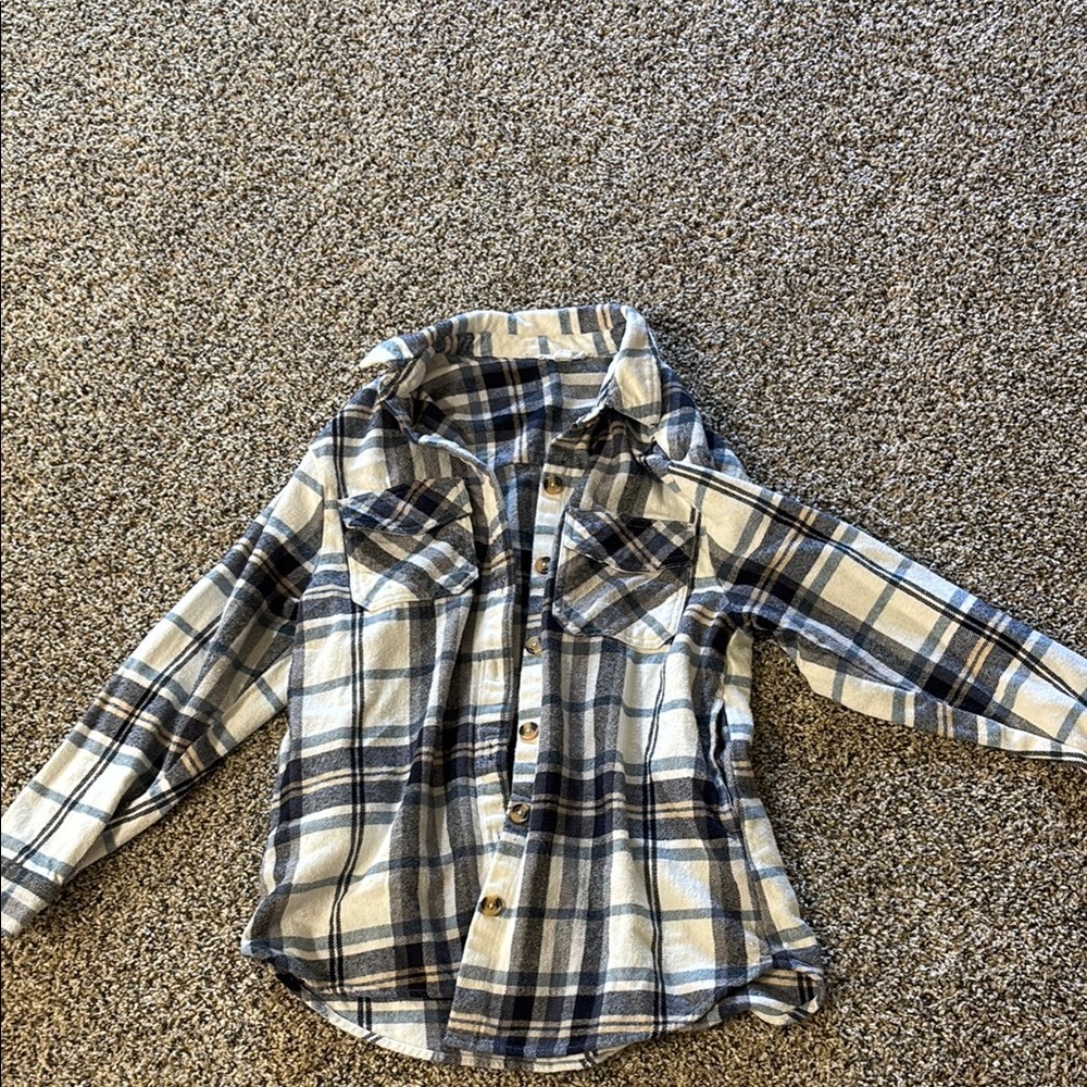 Plaid Kids Shirt - Blue and White